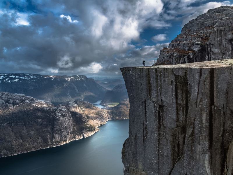 горы, скалы, фьорд, норвегия, norway, preikestolen, fjord, alone, cliff, mounts, mountain, nature, sea, rock, sunrise, grey, nature, landscapes, see, sun, day, nice, wide