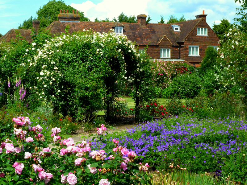 сад, английский, united, kingdom, houses, gardens, roses, chiswell green, day, light, sun, summer, nice, wide