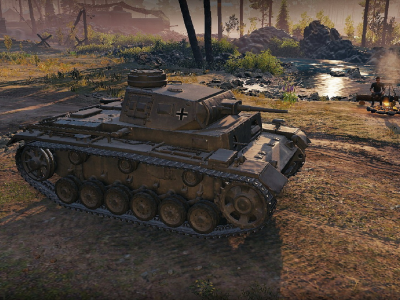 Игра, World of Tanks, танк немецкий, Pz.Kpfw. III Ausf. J, рассвет, солдаты