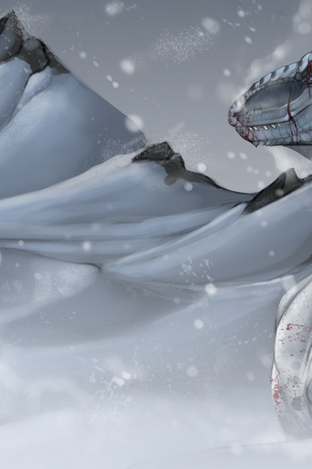 раненый, в снегу, горы, холод, белый дракон, зима, кровь