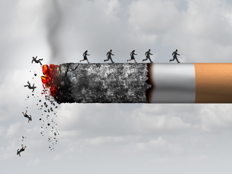 сигарета, риск для здоровья, сокращение жизни, инсценировка, смерть