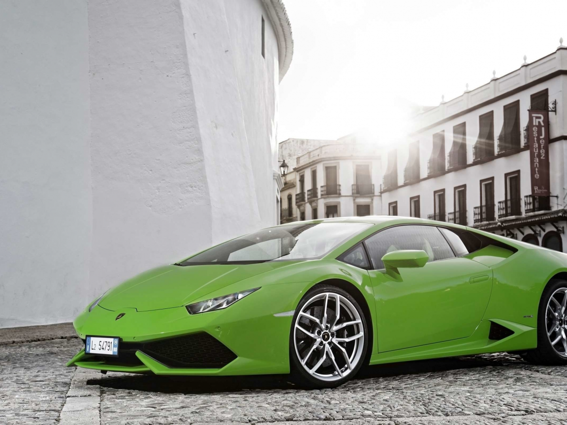 lamborghini, huracan, авто, спортивное, улица, дома, солнце