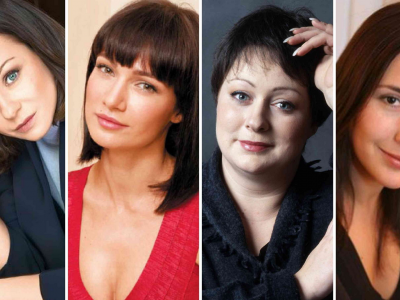 четыре девушки, крупно, русские актрисы, макияж, волосы, грудь, одежда