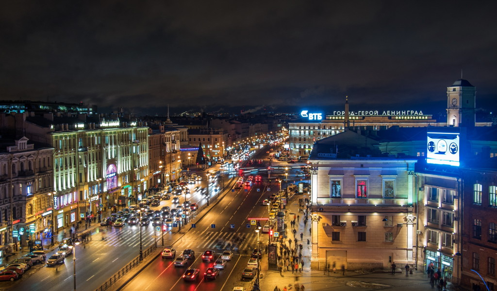 петербург, питер ночью, невский, проспект, панорама