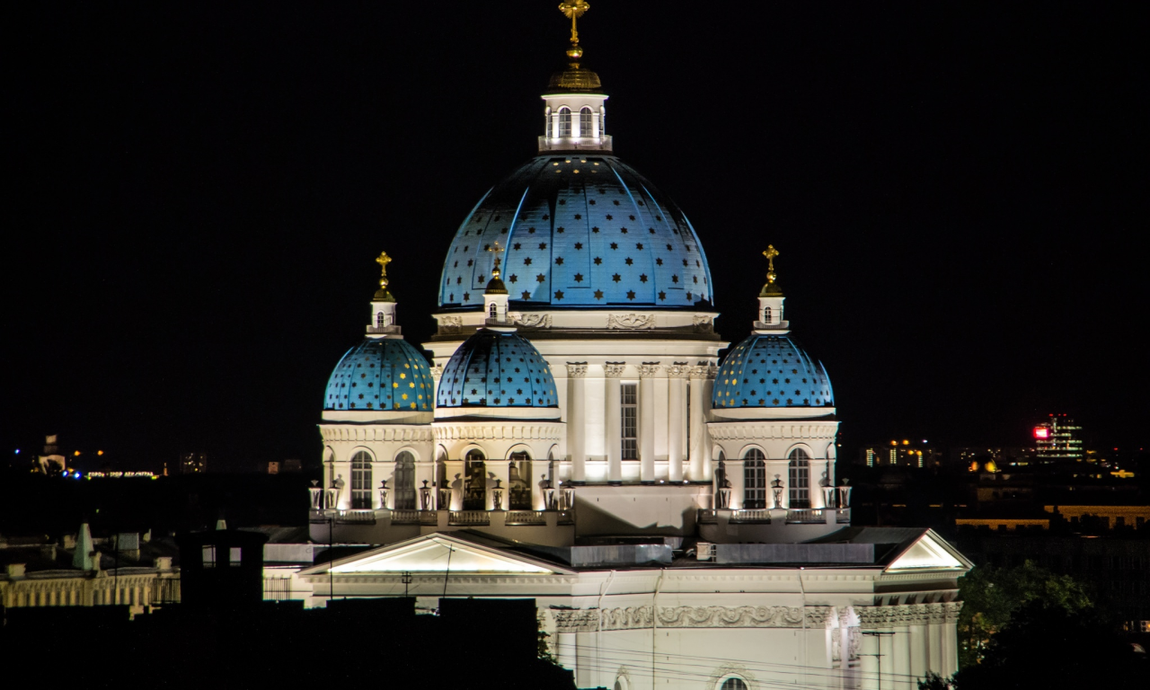 петербург, питер ночью, троицкий, собор