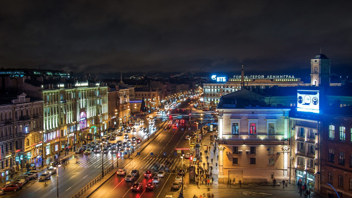 петербург, питер ночью, невский, проспект, панорама