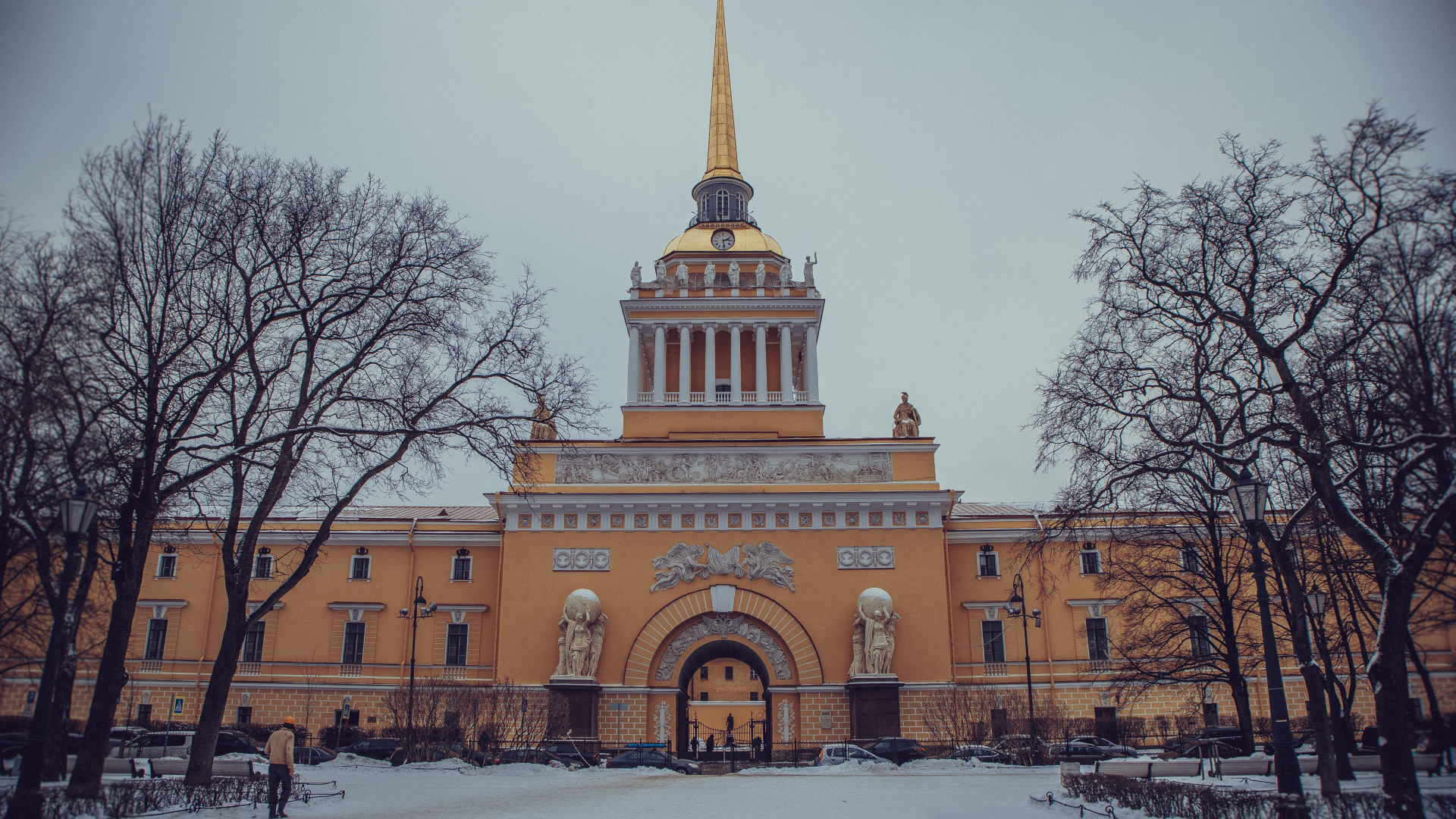 петербург, адмиралтейство, город, зима