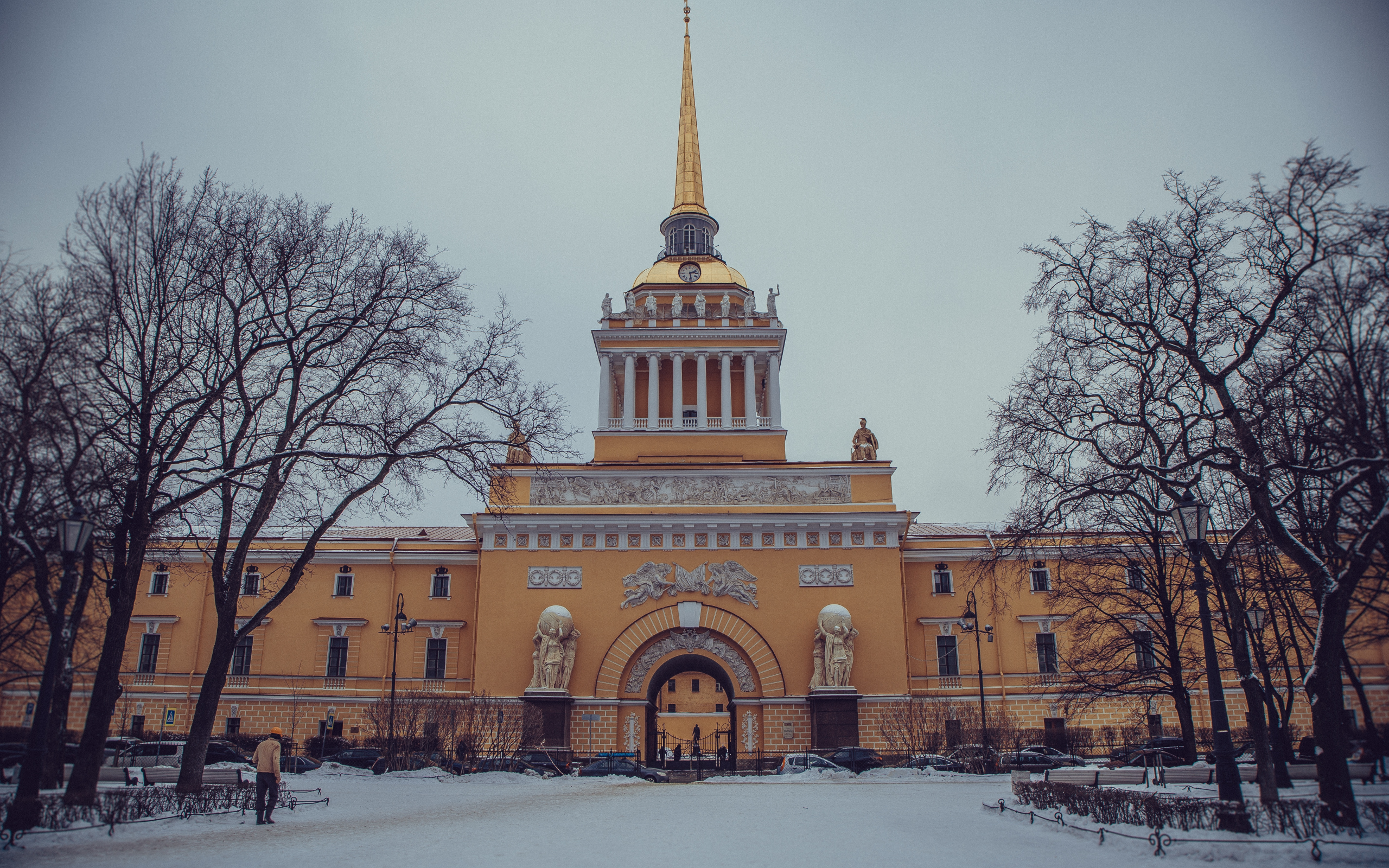 петербург, адмиралтейство, город, зима