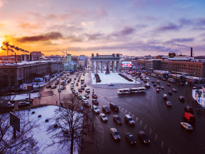 петербург, московские ворота, зима, город