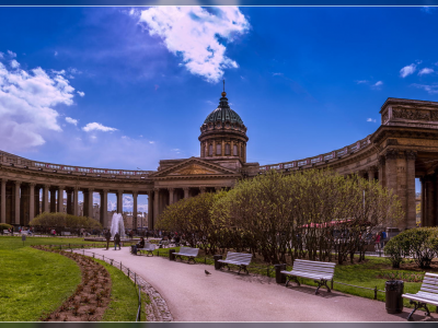 петербург, казанский собор, весна, облака