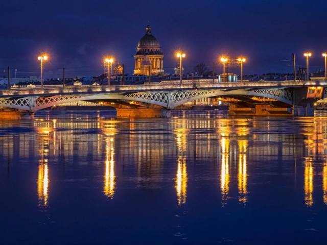 петербург, питер ночью, мост