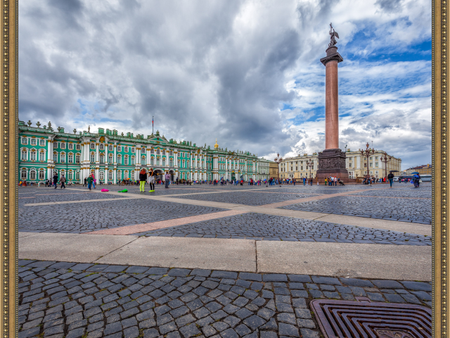 петербург, дворцовая площадь, зимний дворец, облака