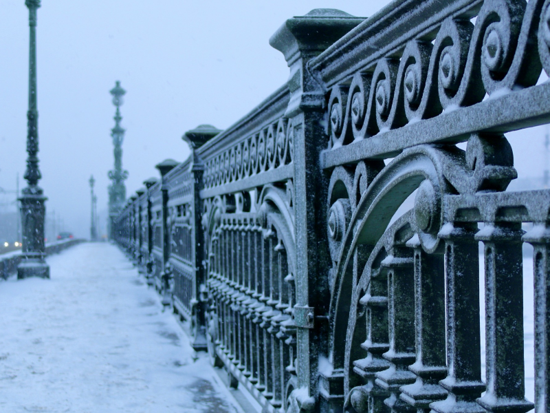 петербург, мост, зима, снег
