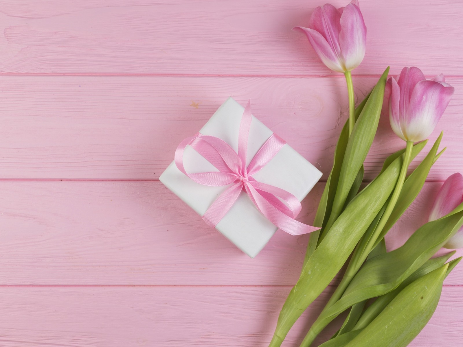 тюльпаны, розовые, букет, подарок
