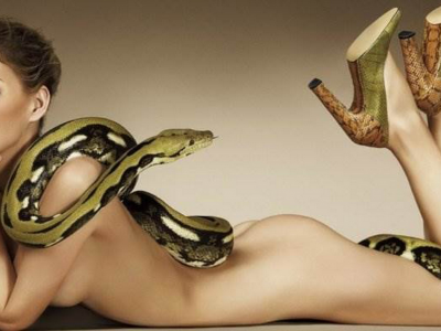 девушка, грудь, ножки, девушка и змея, шикарная фигура, брюнетка