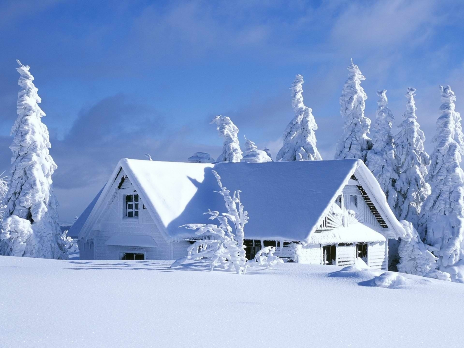 зима, снег, дом