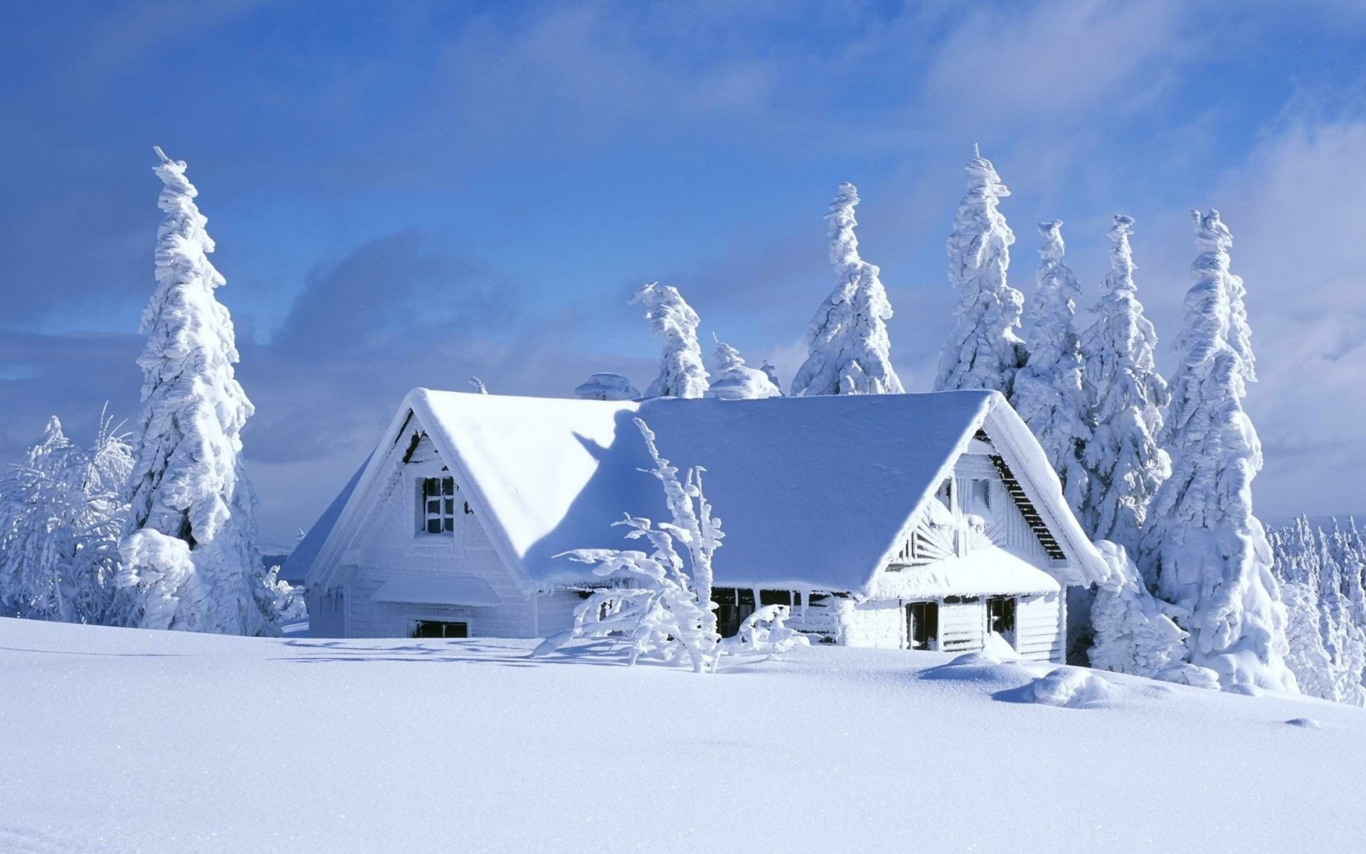 зима, снег, дом