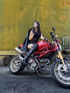 девушка, мотоцикл