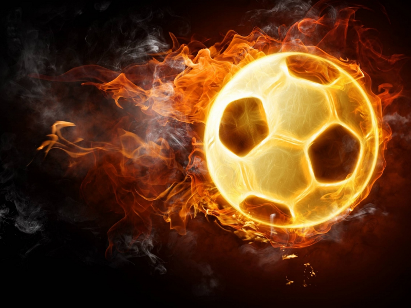 мяч, огонь, футбол