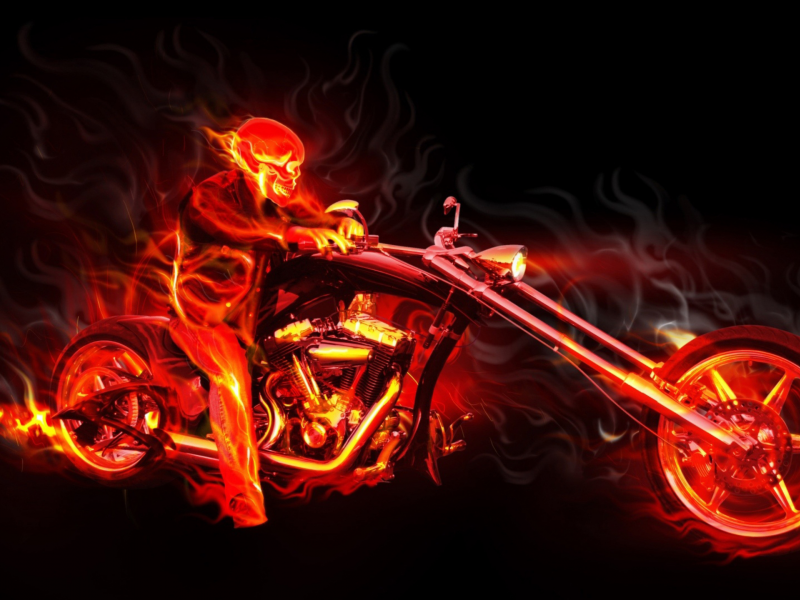 мотоцикл, пламя
