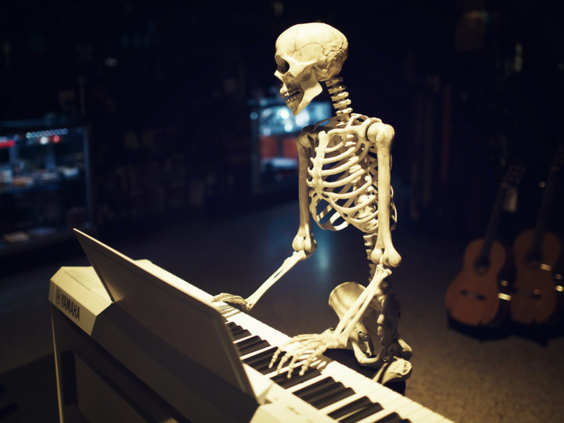 скелет, клавишные, музыка