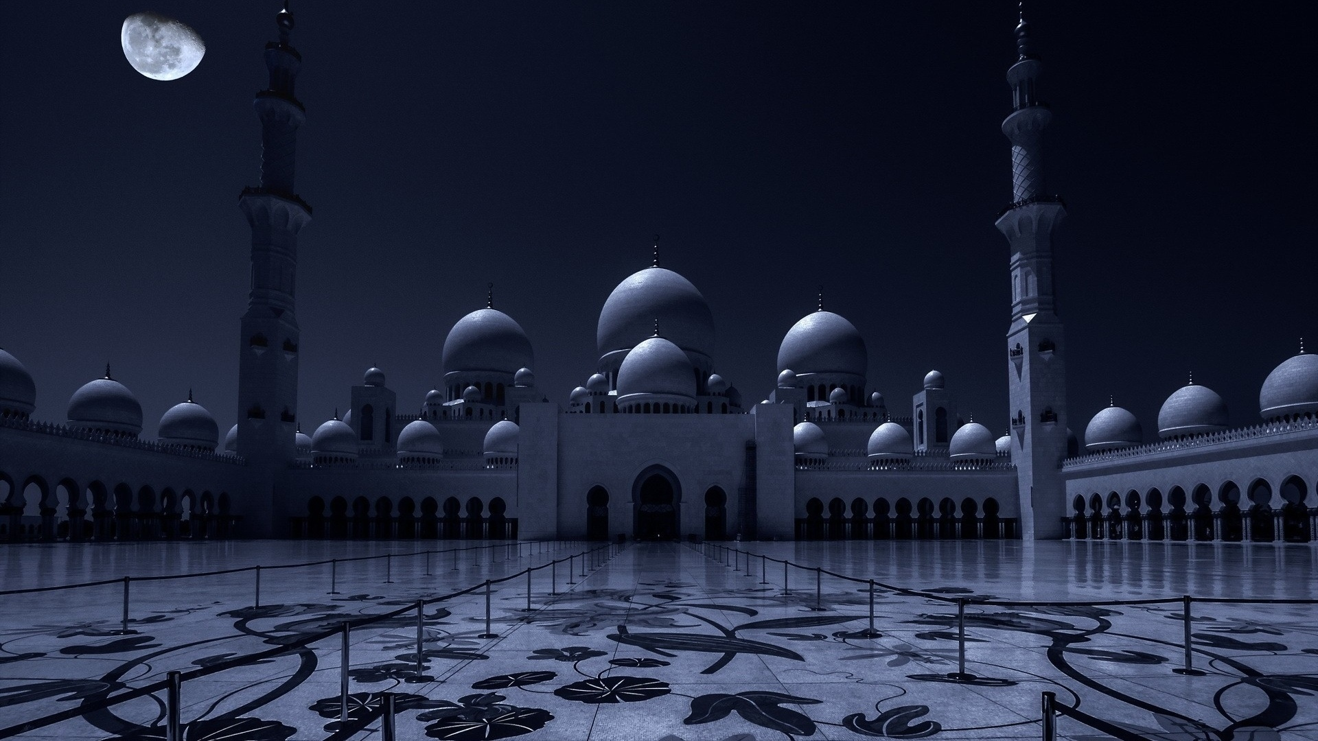мечеть, ночь, луна