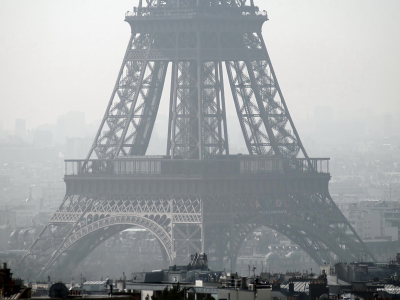 париж, башня, туман
