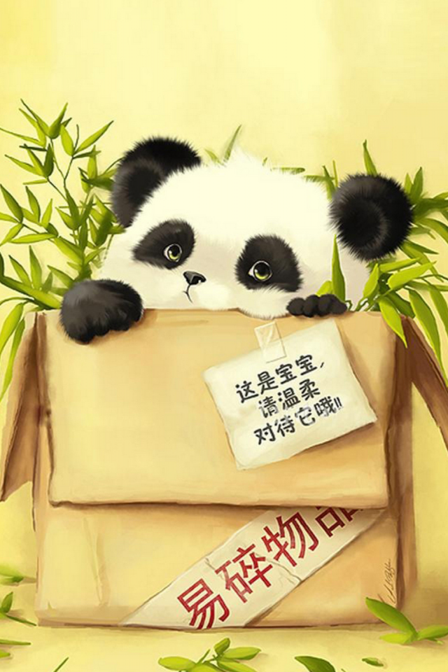рисунок, панда, бамбук, в ящике