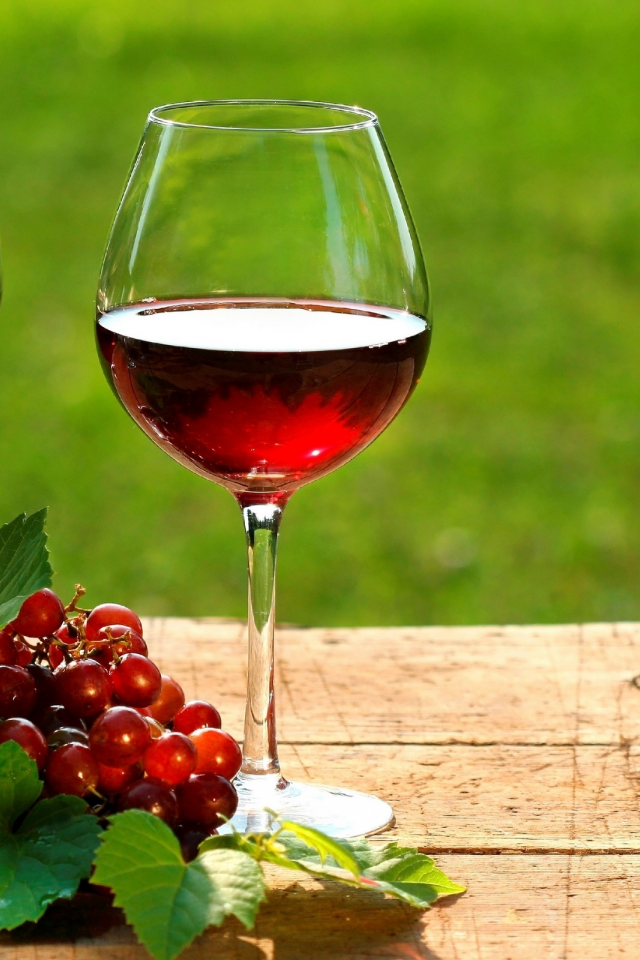 вино, бокалы, виноград