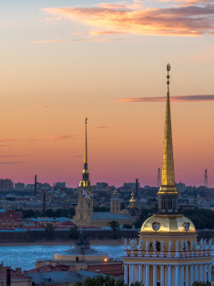 санктпетербург, ленинград, адмиралтейство, россия, город, сумерки, река, нева, небо