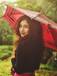 красивая, девушка, фотосессия, с зонтиком