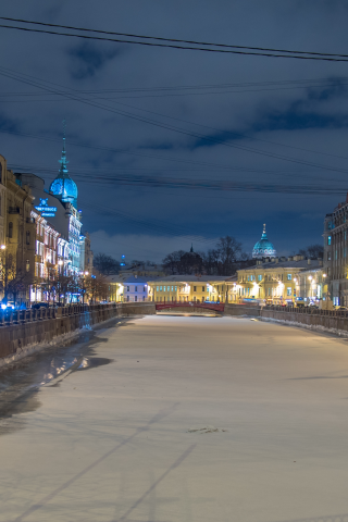 красный, мост, санкт петербург, ленинград, питер, россия, город, зима