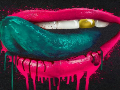губы, краска, язык
