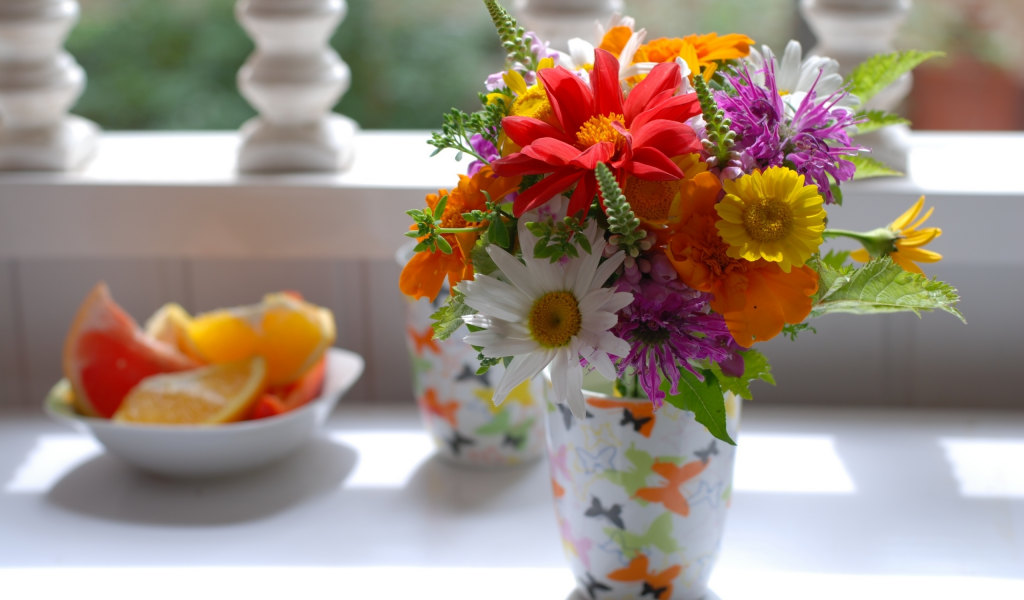 цветы, букет, ваза