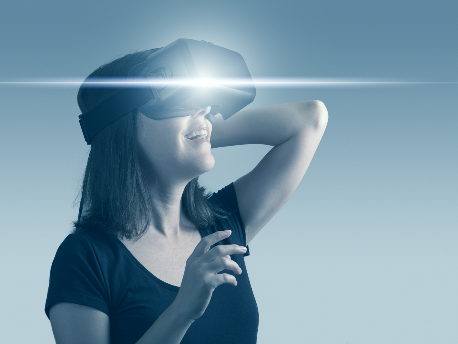 девушка, очки, виртуальная реальность
