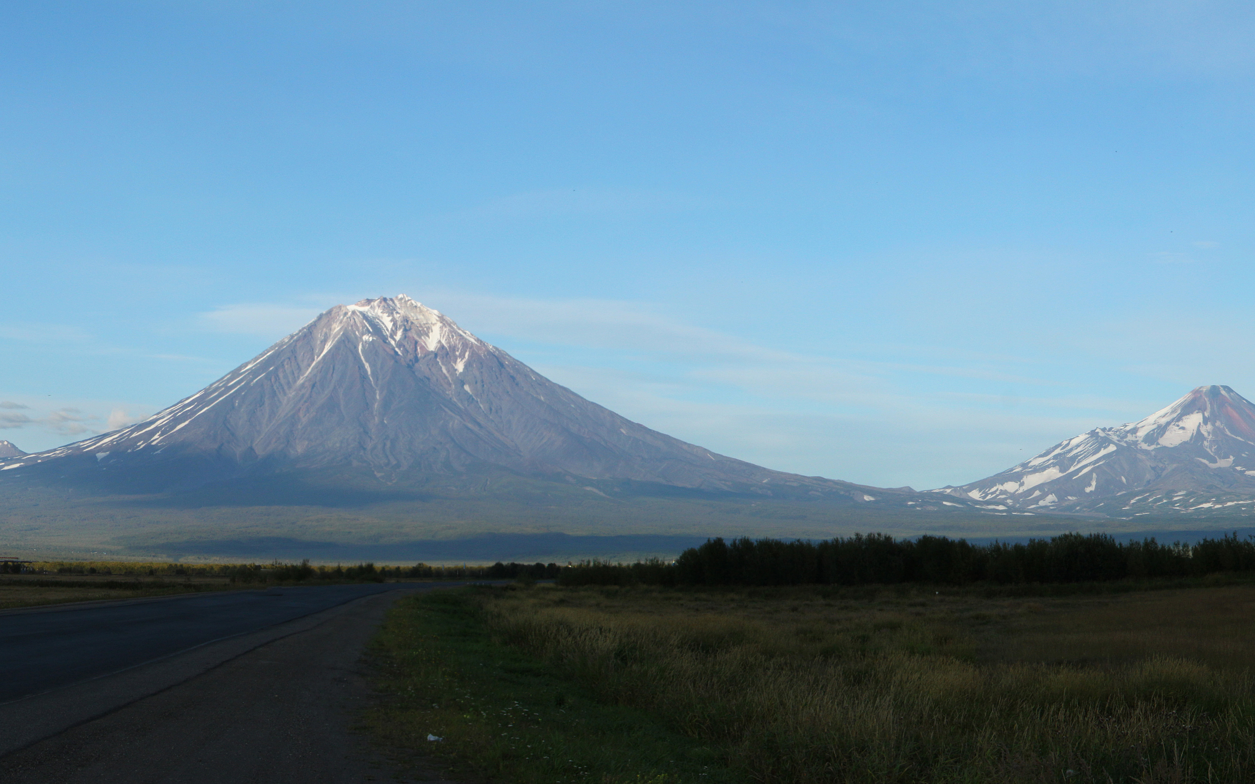 дорога, горы, сопки, камчатка, россия, природа, пейзаж, небо