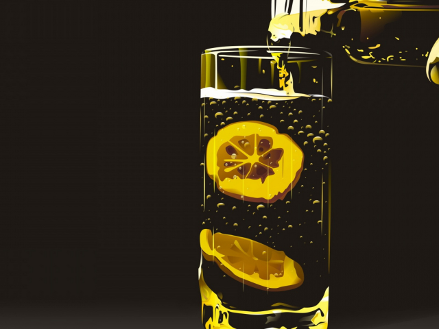 стакан, лимонад, лимон