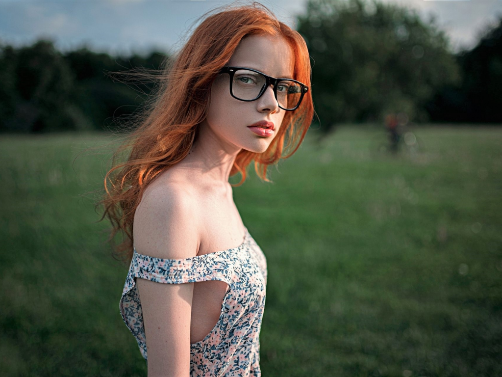 teen, girl, redhead, model, glasses