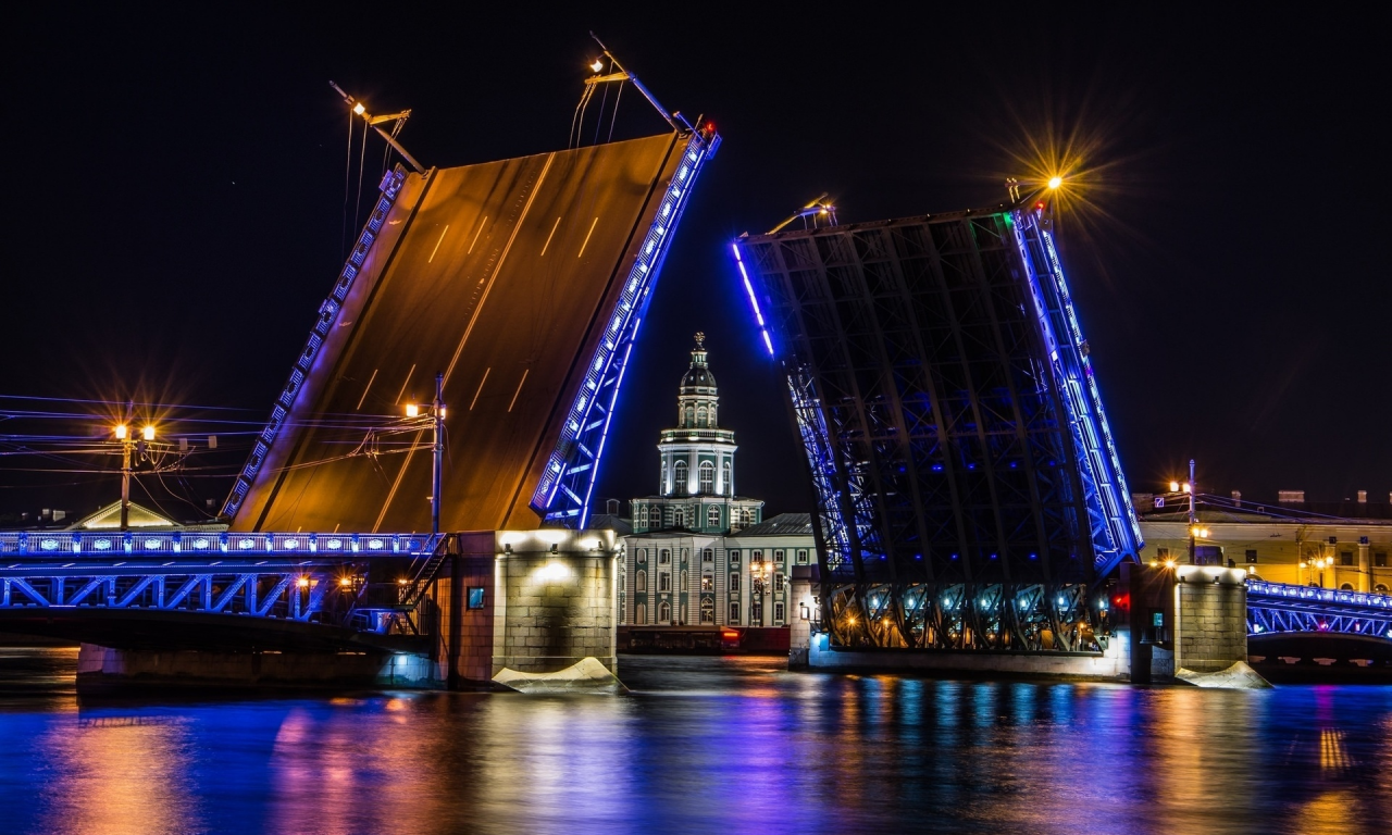 петербург, река нева, мост разводной