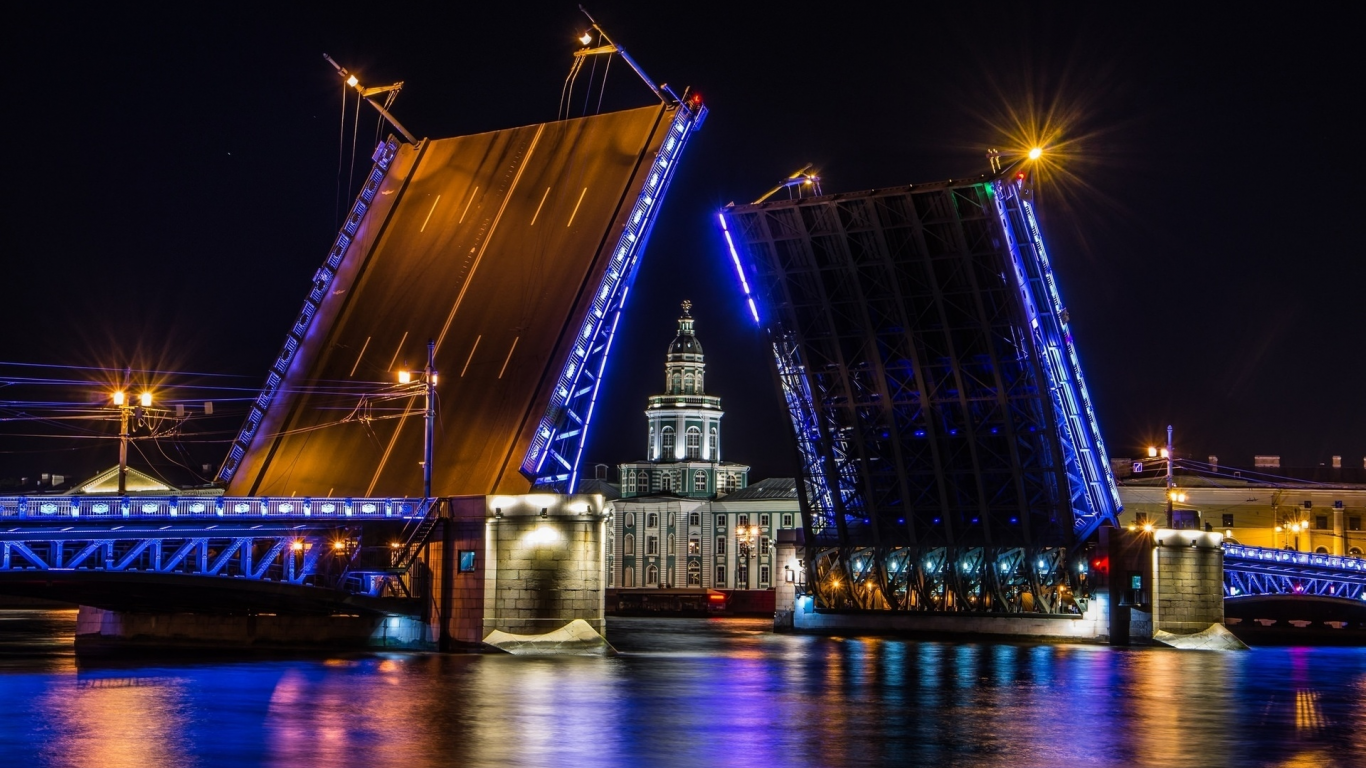 петербург, река нева, мост разводной