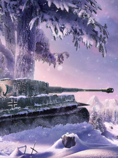 арт, танк, тигр, tank, tiger, зима, снег