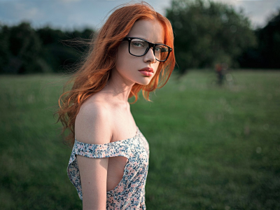 teen, girl, redhead, model, glasses