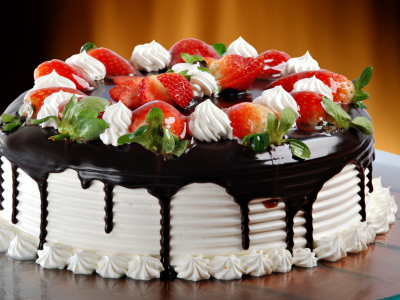 десерт, торт, ягоды
