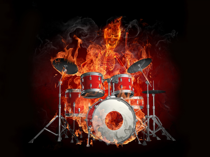 барабанщик, пламя