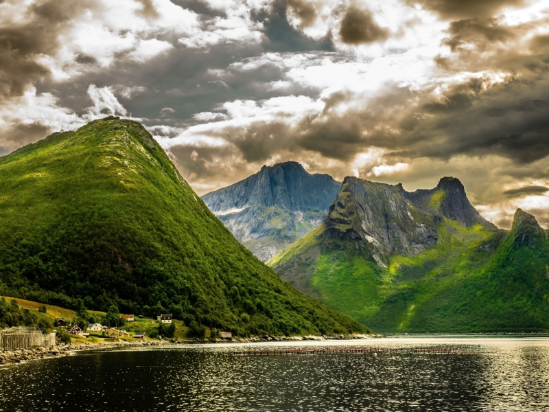горы, река, норвегия