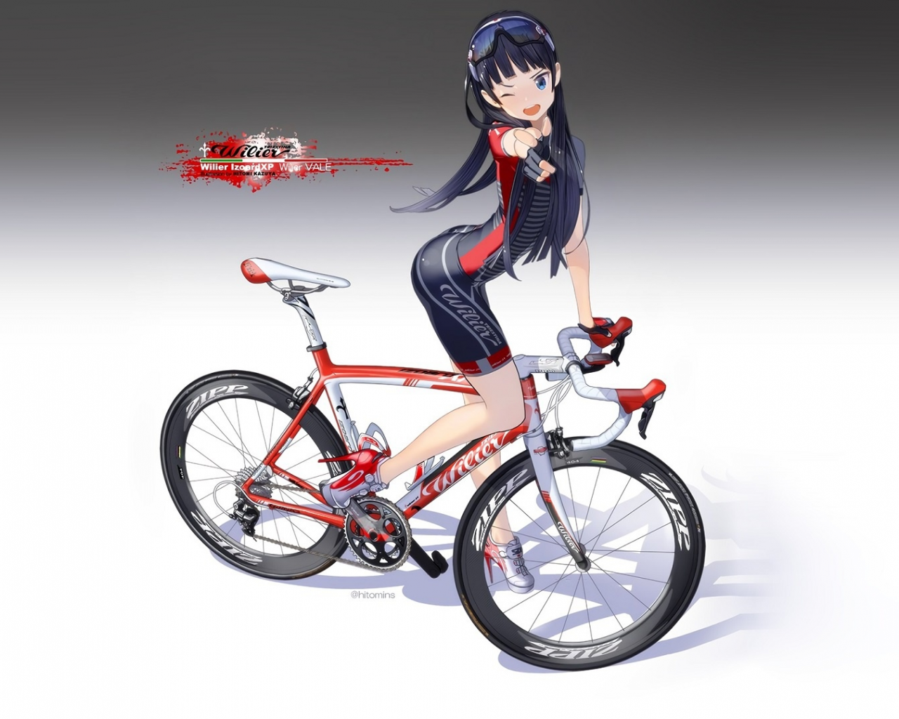 аниме, девочка, велосипед, шорты