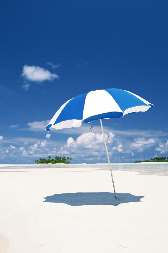 океан, пляж, зонтик