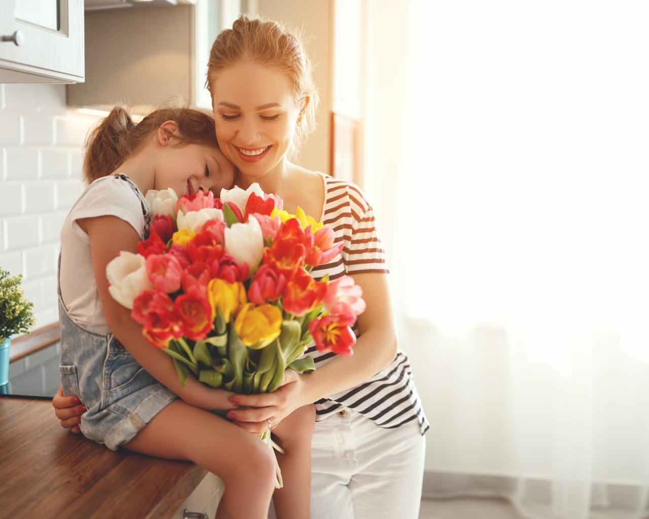 букет, тюльпаны, семья