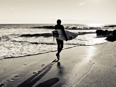 океан, берег, мужчина, сёрфинг