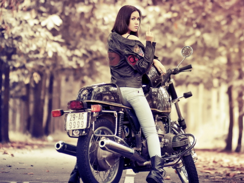 девушка, красивая, мотоцикл